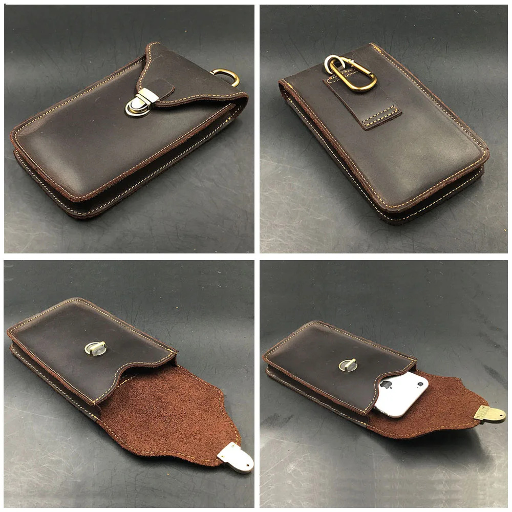 Поясная Сумка из натуральной кожи для мужчин винтажная маленькая сумочка Crazy Horse