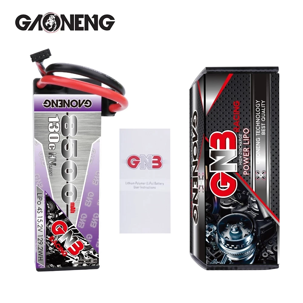 

GAONENG GNB 8500mAh 4S2P 15.2V 130C/260C Hardcase HV LiPo Battery XT90S EC5 Connector For 1:8 1/8 RC Car Four Drive Off-road Car