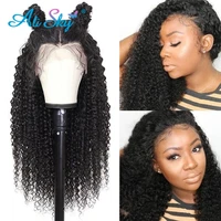 ali sky hair afro kinky curly lace front human hair wigs malaysian hd lace front wig for black women pre plucked with baby hair