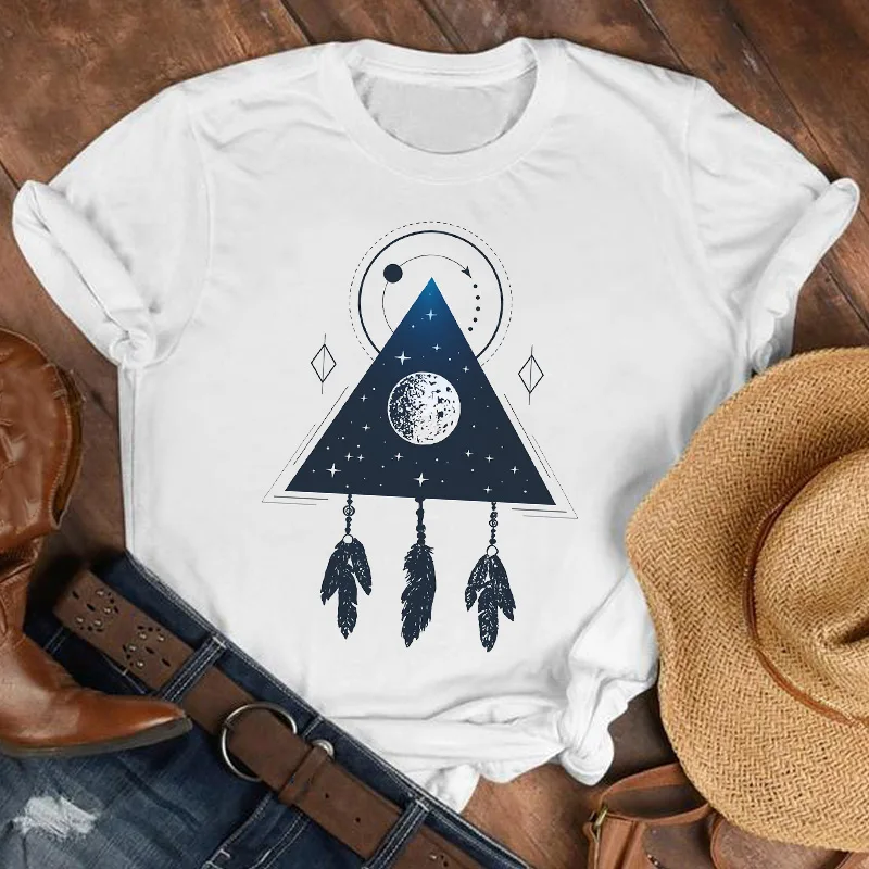 Женская футболка с рисунком лисы и акварелью Геометрическая 90s модная одежда