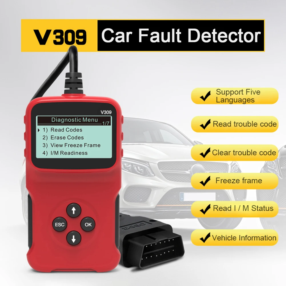 

Universal OBDII Diagnostic Tool Scanner Code Reader Auto Code Scan for All 1996 and Newer OBDII Compliant Vehicles V309