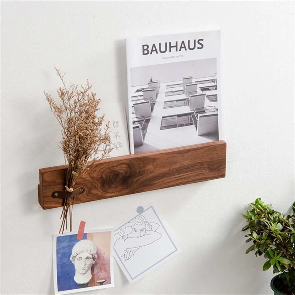 

Wood Walnut Solid Northern Europe Upper Pendant Commodity Shelf Creative Shop Hotel Wall Decoration Rack