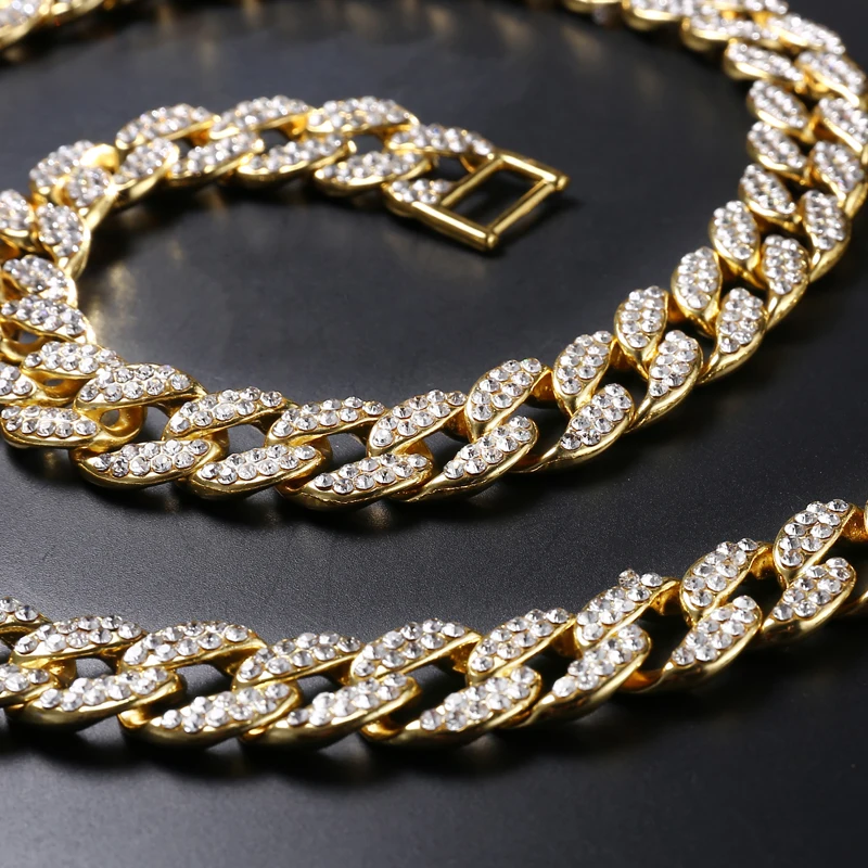 US7, 15 мм, кантри, кубинская цепь, золото, серебро, Bling Iced Out, проложенные стразы, CZ Rapper для мужчин, хип-хоп ювелирные изделия, 20-30 дюймов