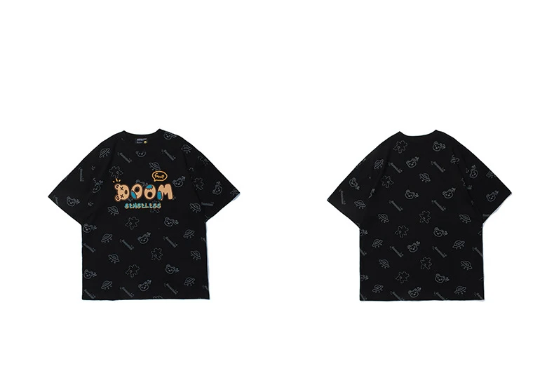 

Hip Hop Cotton Tshirt Men Cartoon Bear Print T-shirts Camisetas Harajuku Casual Baggy Half Sleeve Tops Unisex Couples Streetwear