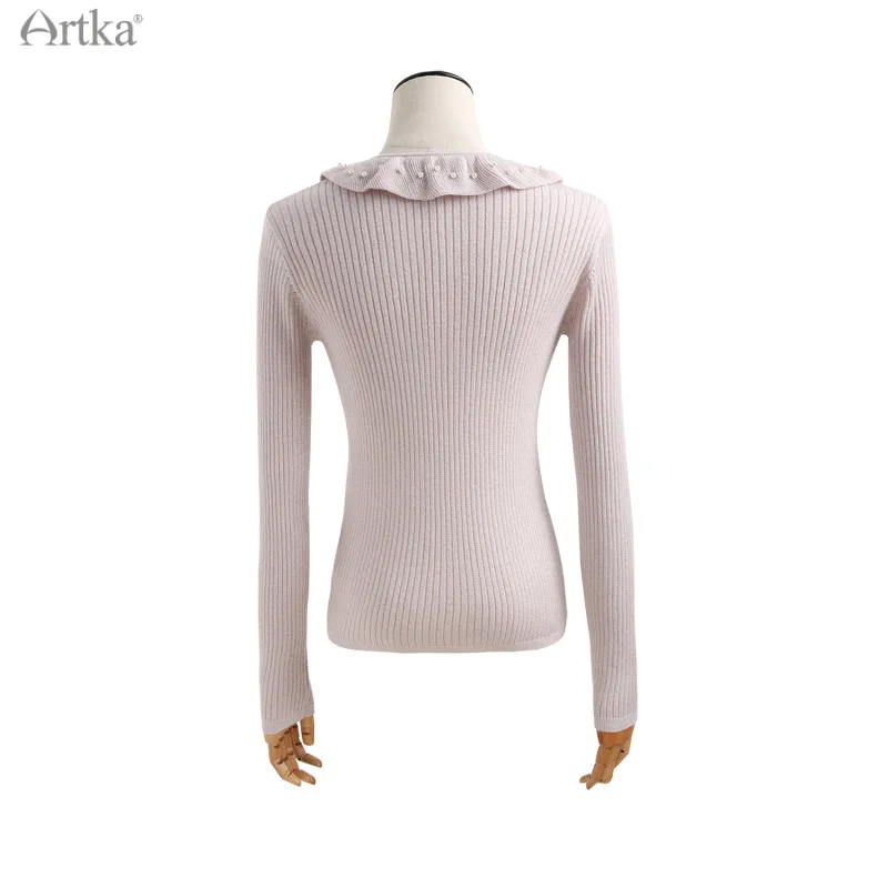 Женский шерстяной свитер с оборками ARTKA Фиолетовый Элегантный Мягкий