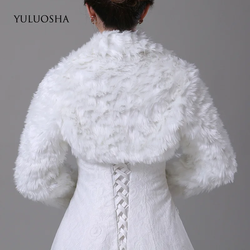 YULUOSHA 2020 свадебное пальто с длинным рукавом плюшевая шаль бежевое платье из