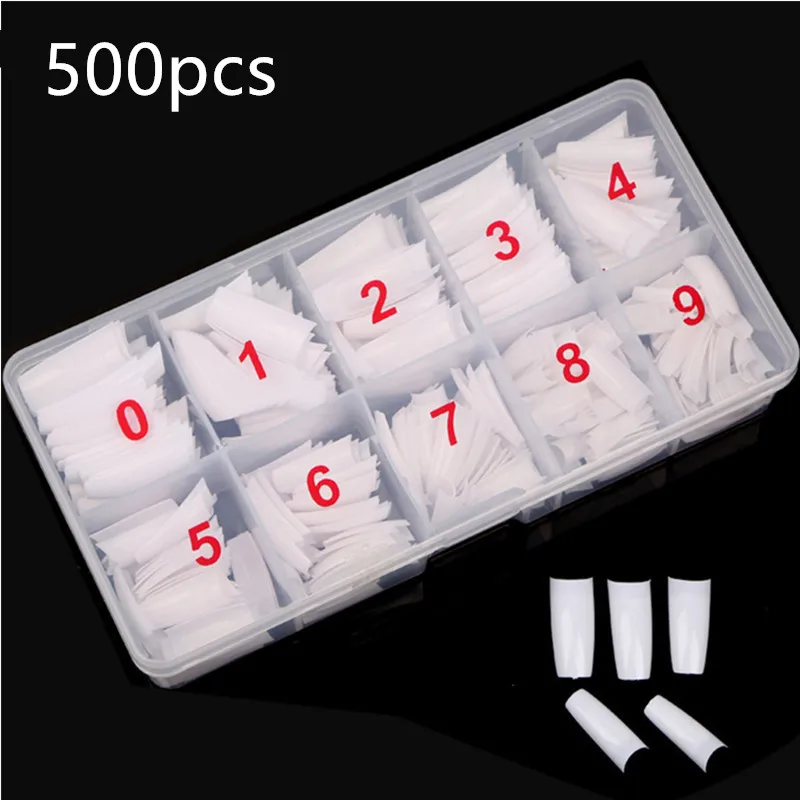 

500pcs/box Women Artificial Fasle Nail Tip Natural Clear French Acrylic Fake False Nail Art Tips Manicure Tool Set DIY 15#914