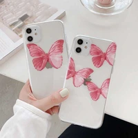 luxury butterfly pink phone case for iphone 13 12 mini 11 pro max xs xr 6s 7 8 plus se2020 soft tpu girly cover