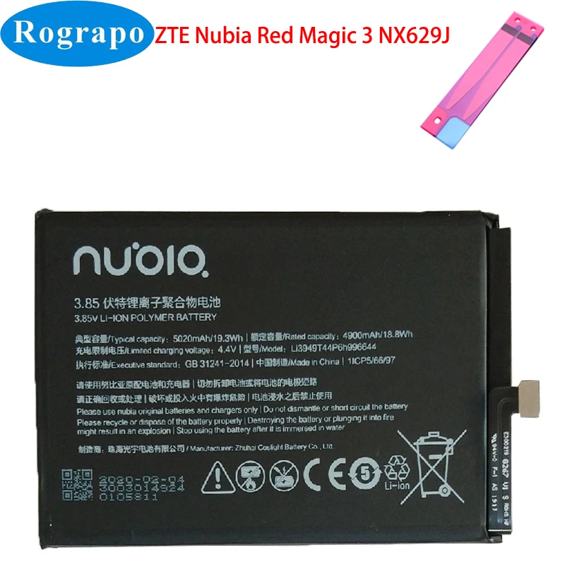 

Original 5020mAh Li3949T44P6h996644 Replacement Mobile Phone Battery For ZTE Nubia Red Magic 3 RedMagic 3S NX629J Cellphone