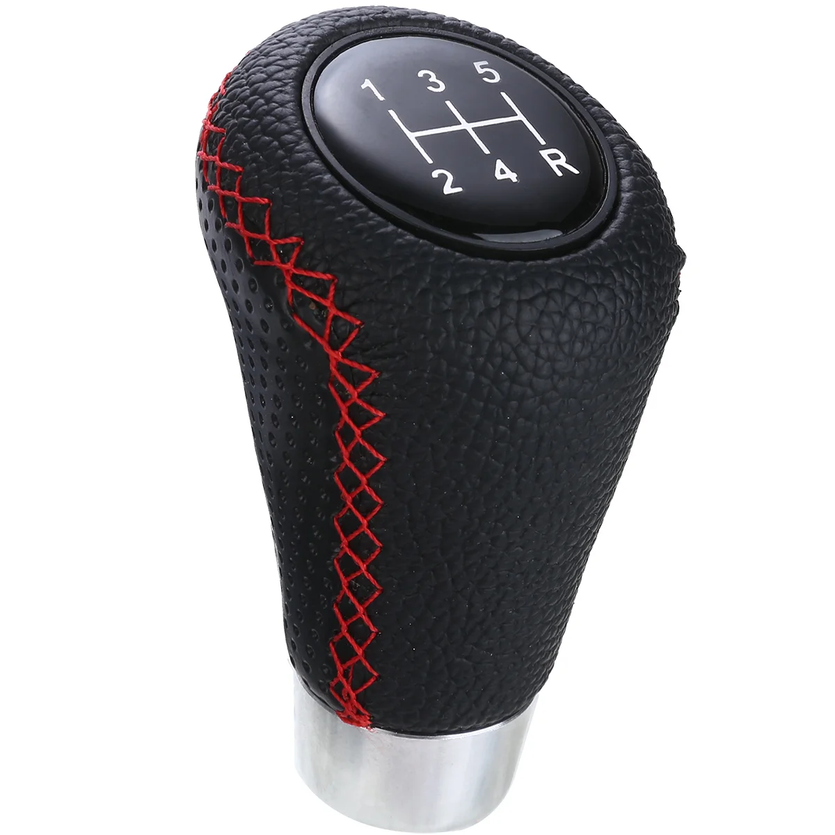 

Mayitr 1pc Universal Manual 5 Speed Gearstick Head Knob Genuine Leather Car Gear Stick Shift Knob Set With Red Stitch
