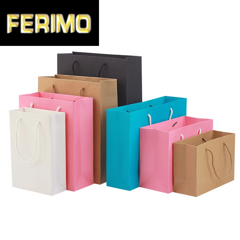 

10pcs / gift paper bag holiday party black white cowhide pink blue gift simple packaging bag supports customized printing logo