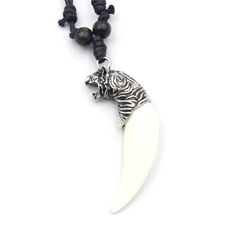Ювелирные изделия оптом 12 шт. панк голова тигра зубы подвески ожерелья сплав
