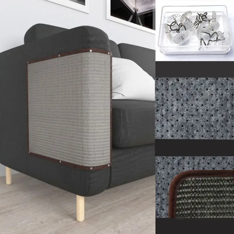 

Sofa Side Protection Mat Couch Cat Scratch Pad with Compartments Sisal Scratch Carpet for Cats Practical Durable Household K3NA