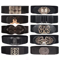 35 styles 2021 trendy wide belt for women solid casual fashion waistband retro wild metal buckle leather corset belt female diy
