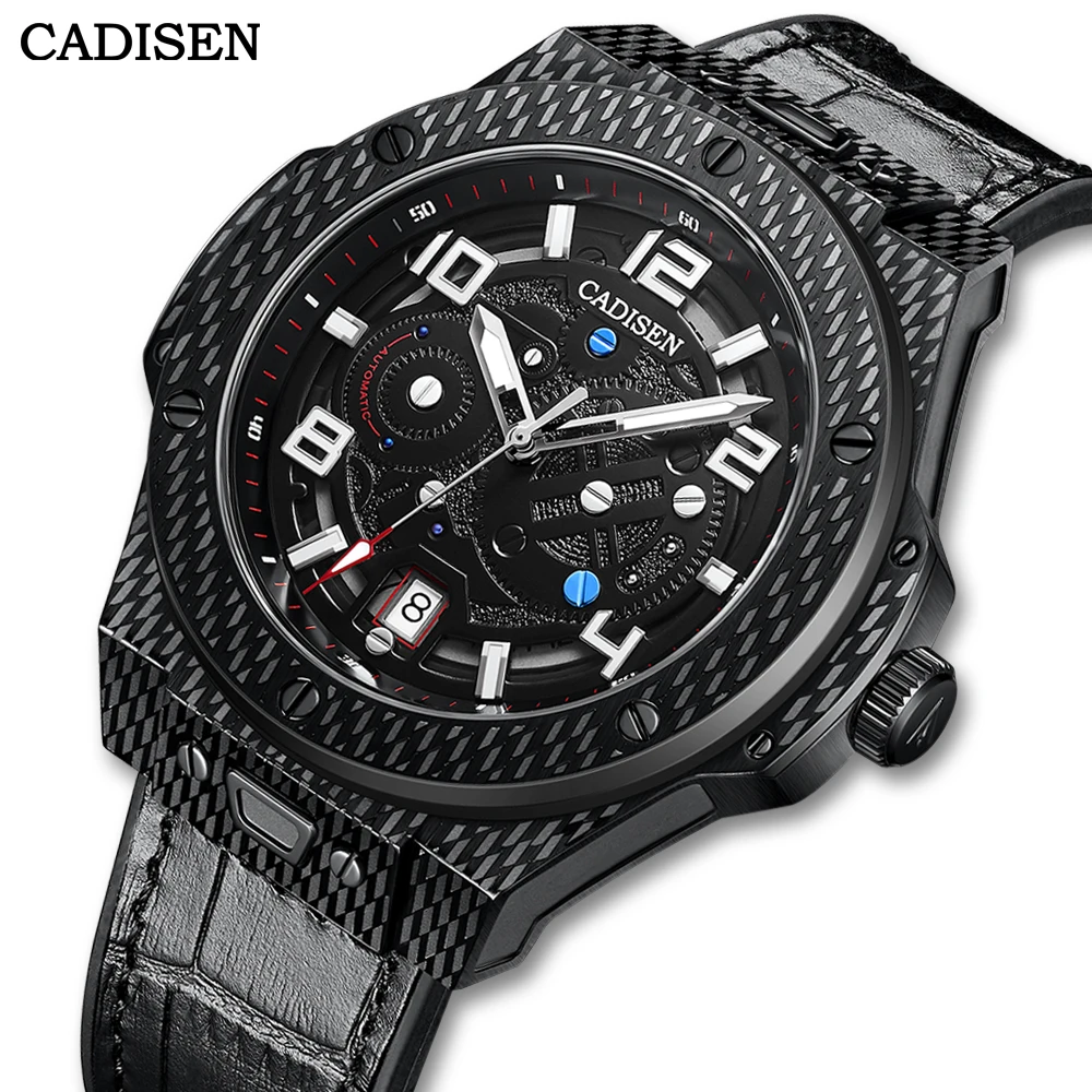 

CADISEN 2021 New Men Watch Automatic Mechanical Luxury 100m Waterproof Sapphire Glass Japan Movement Leather Sport Watch for Men