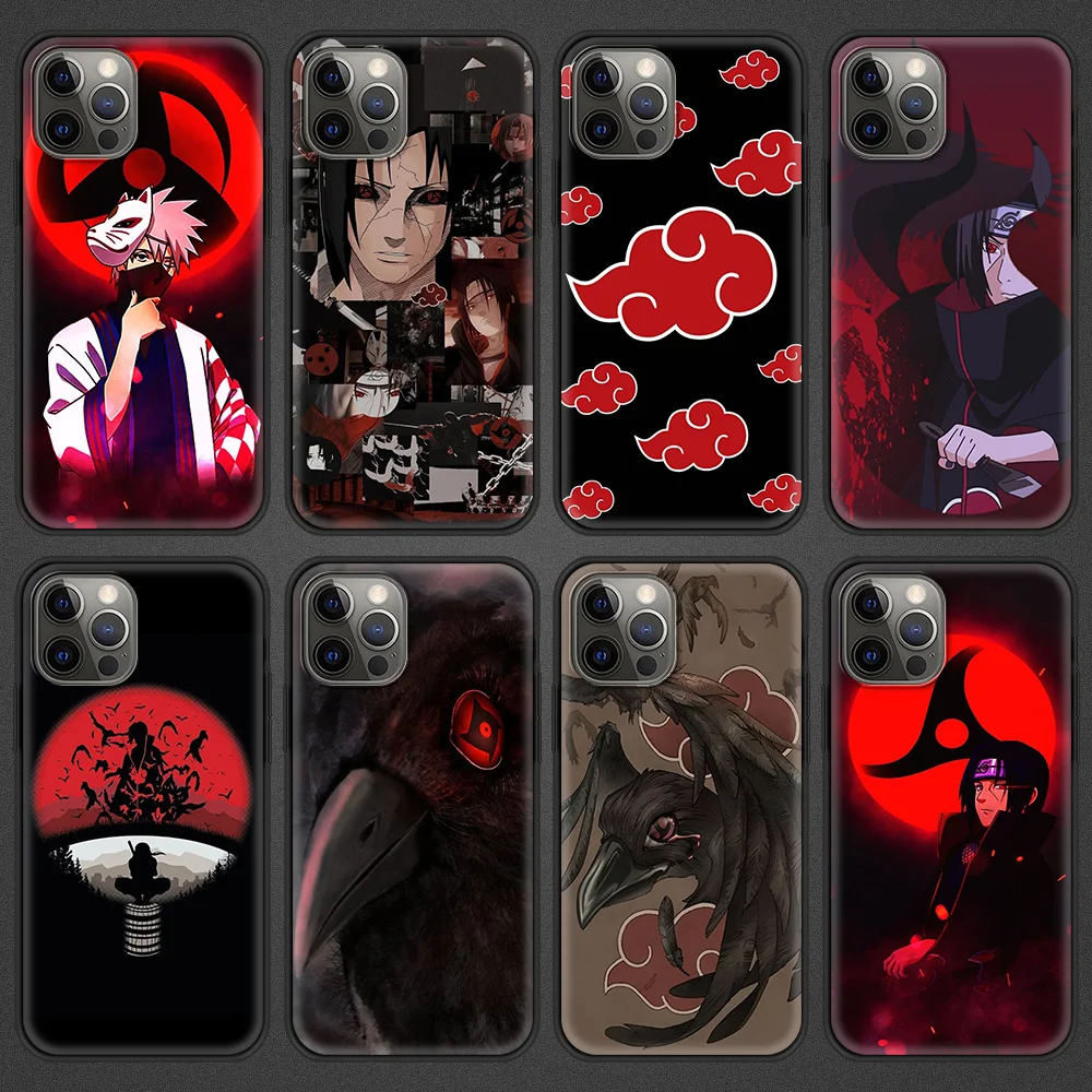 Silicone Case Cover for iPhone 7 8 Plus 11 12 13 Pro XR XS MAX X 6 6S Plus Smartphone Accessories Shell Akatsuki Naruto Anime