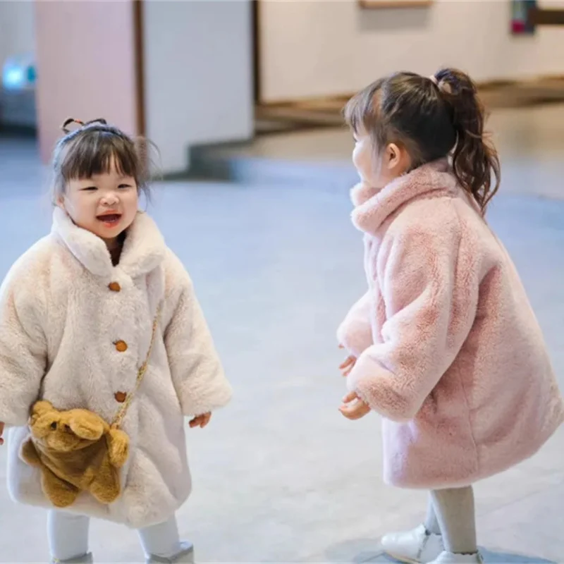 

Girls Kids Coat Jacket Outwear 2021 Cute Warm Plus Thicken Velvet Winter Top Cotton School Overcoat Children's Clothing