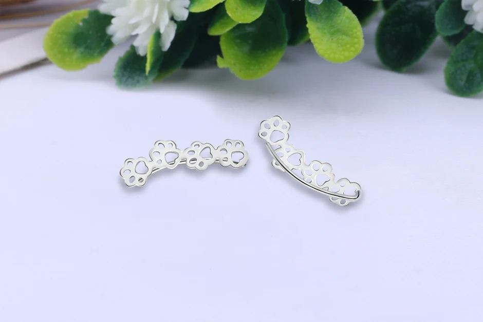 925 Sterling Silver Stud Earrings Fit Original Pandora Cute Paw Trail Cat And Dog Footprints Earring For Women Fashion Jewelry