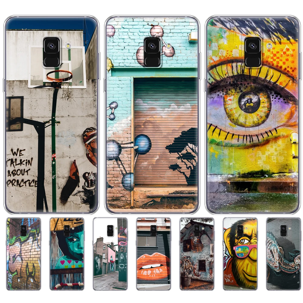 

Cool street graffiti Silicon case for Samsung Galaxy A6 A8 plus 2018 phone back cover A600 A605 A530 A730 bumper Coque