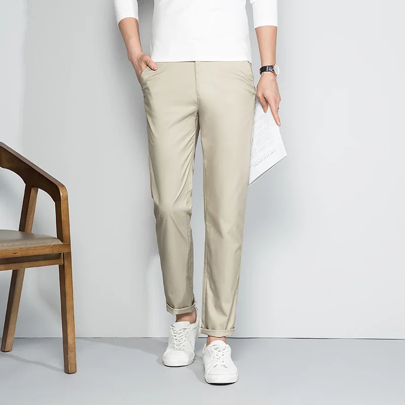 

Summer new style elastic and breathable men's casual pants slim men's trousers non iron straight casual pants men's trend pants
