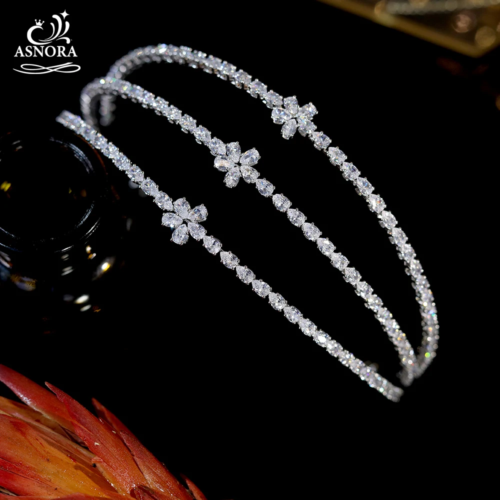 

ASNORA Luxury Women's Headband, Crown, Three-Tier Crystal Headband, Jewelry, Bridal Hair Accessories, Wedding Headdress A01038