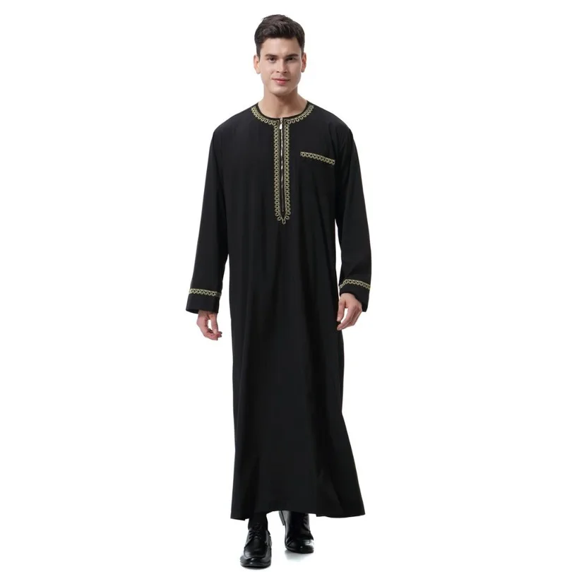 Short Sleeve Loose Shirt Jilbab Moslem Middle East Kaftan Dubai Arab Casual Islamic Men's Clothing Abaya Robe Muslim Jubba Thobe