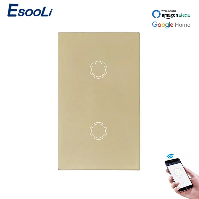 EsooLi роскошная хрустальная панель стандарт США WIFI сенсорный выключатель Ewelink
