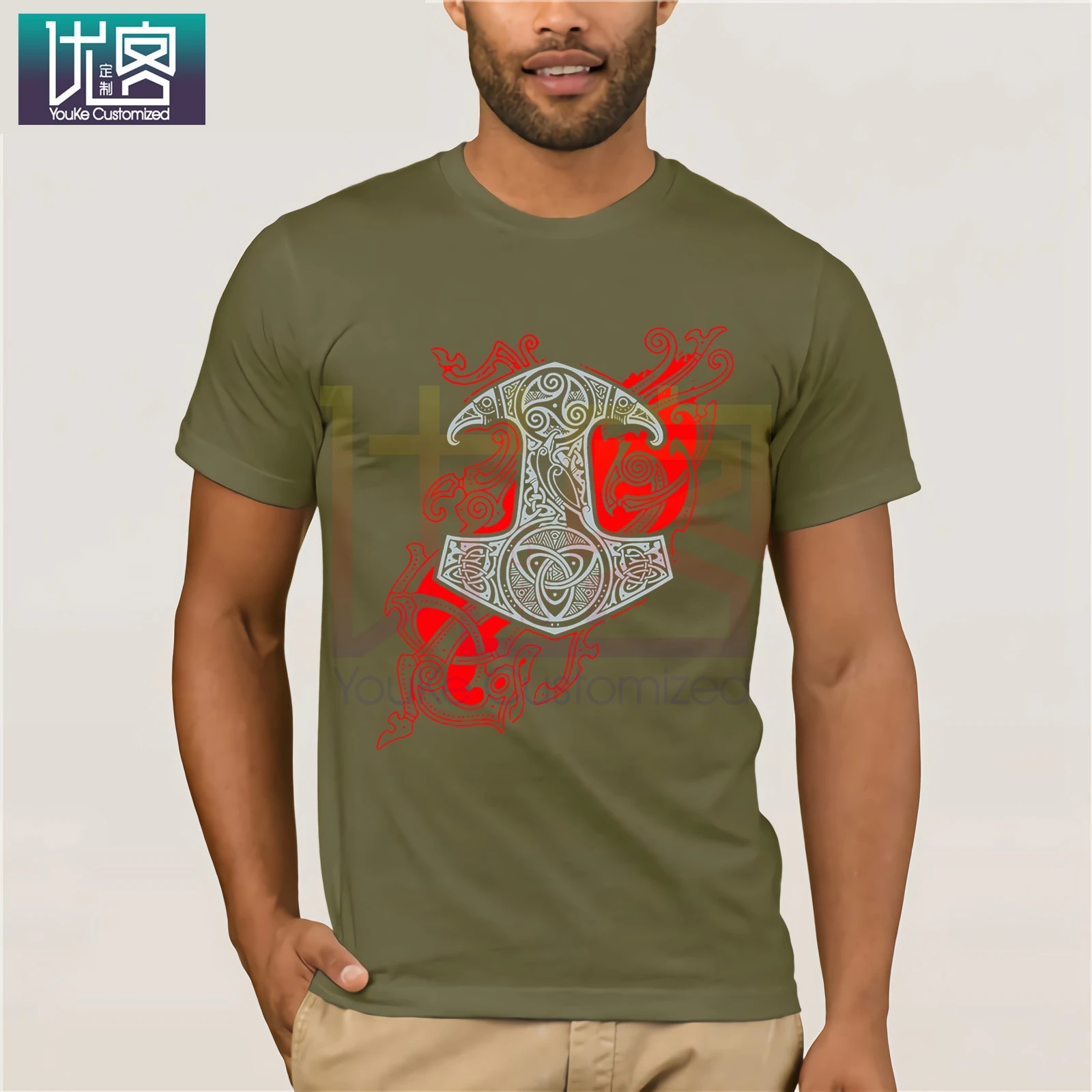 RAVEN S MJOLNIR T-Shirt Vikings Berserk Tees Valhalla O Hals Mannen Veerkrachtig Katoen Korte Mouw Cotton Tee Shirt Present | Мужская