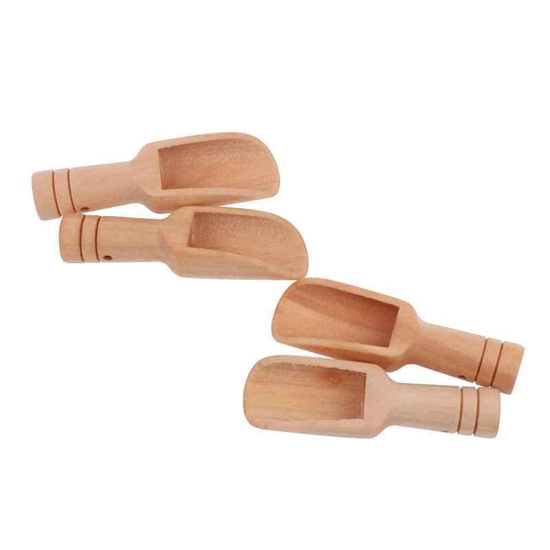 

4pcs Coffee Tea Mini Sugar Spoon Wooden Round Handle Scoop Teaspoon Small Salt Shovel Milk Powder Scoops Wood Condiment Spoons