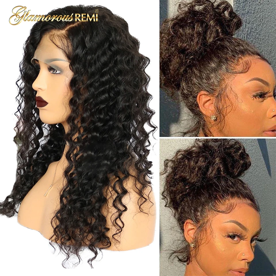 Глубокие вьющиеся волнистые человеческие волосы парики на шнурках 13*4 al remy