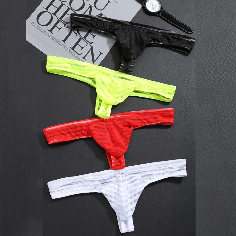 Прозрачные мужские стринги сексуальные сетка гей нижнее белье нейлон тонкое