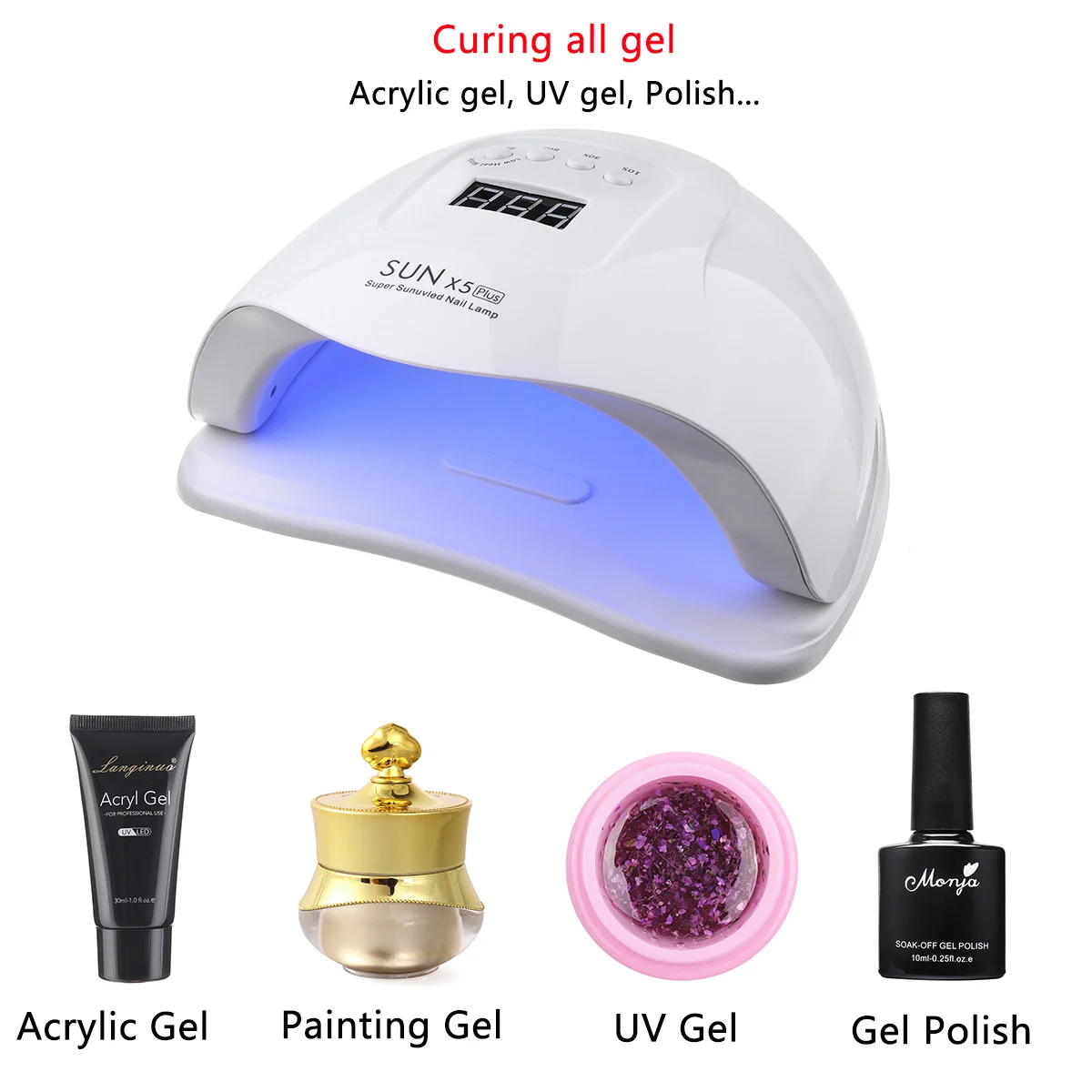 Домашний набор ногтей для маникюра Monja УФ светодиодный Сушилка с акриловым гелем