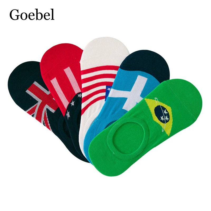 3 пары/Лот = 6 шт. мужские хлопковые Невидимые Носки с рисунком флага