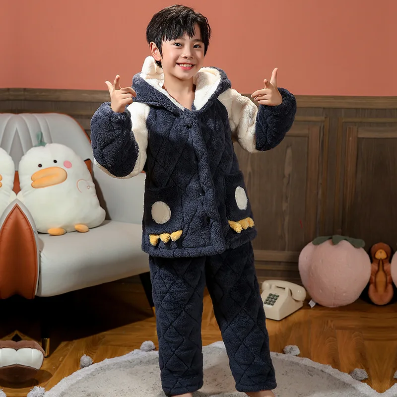 Conjuntos de Pijamas de algod&oacute;n para ni&ntilde;os y ni&ntilde;as, ropa de dormir de manga larga, Tops y pantalones, 2 piezas, oto&ntilde;o-2