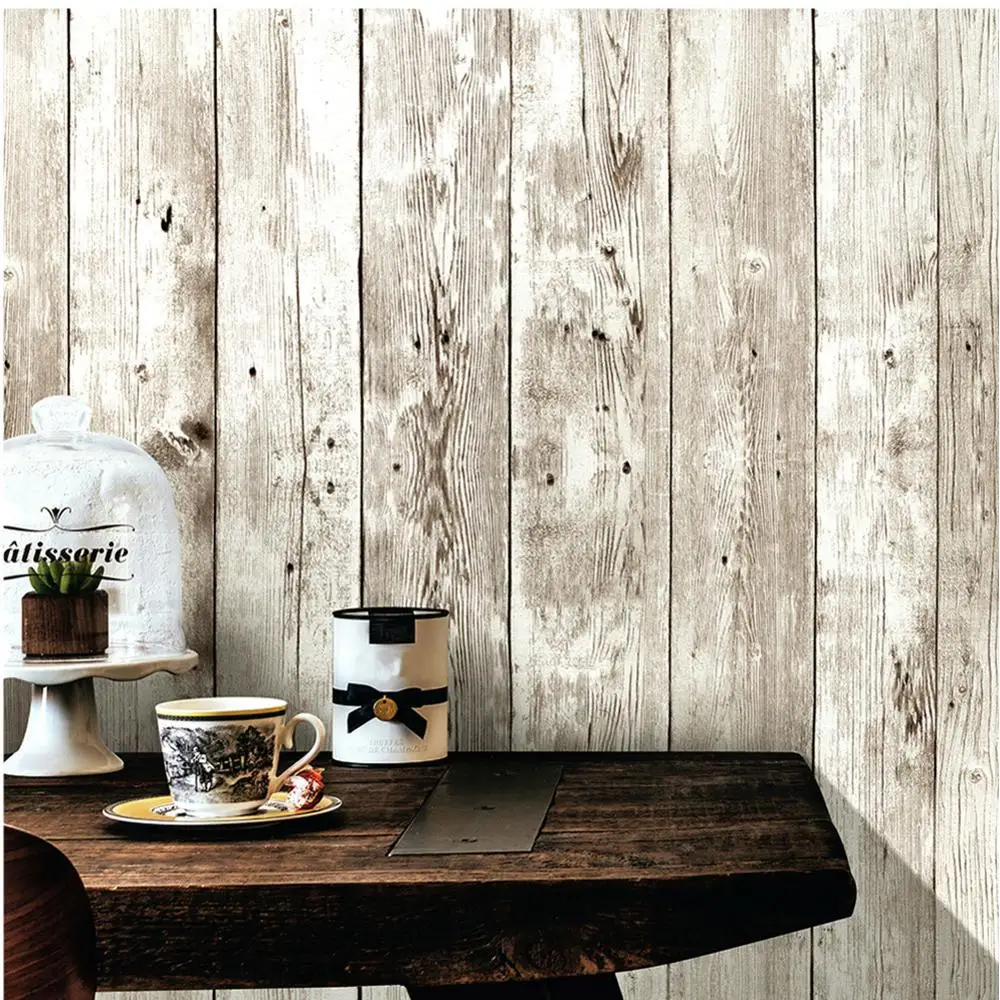 

Retro Wallpaper Background Wall Simulated Wood Grain Stickers Dormitory Bedroom Stickers PVC Waterproof Self-adhesive Wallpaper