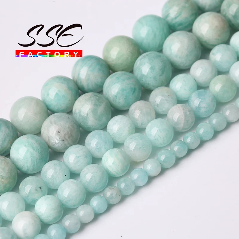 

100% Natural Genuine Amazonite Round Loose Spacer Beads 15" Strand 4 6 8 10 12mm For Jewelry Making Bracelet Necklace Wholesale
