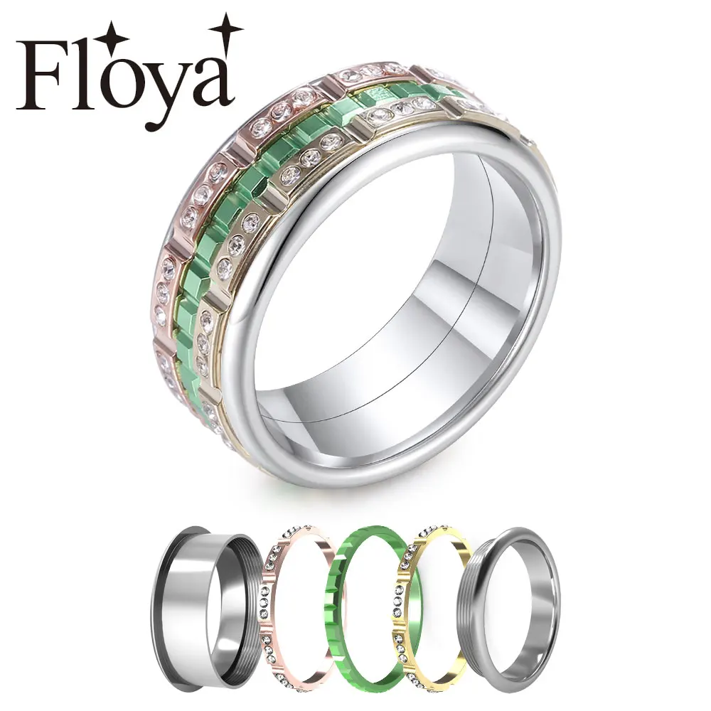 Женское кольцо из нержавеющей стали Floya розовое золото ювелирное изделие