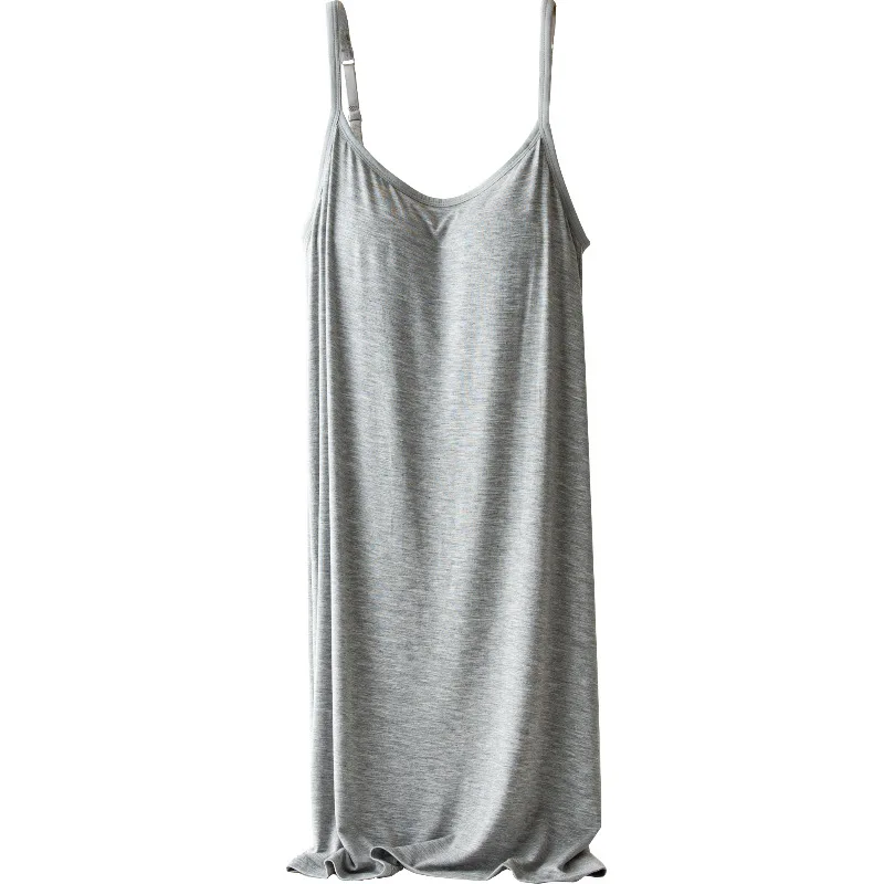 Women's Large Size with Breast Pad, Suspender, Bra Free One-piece Vest, Nightdress for Household Women's Wear Sleep Tops