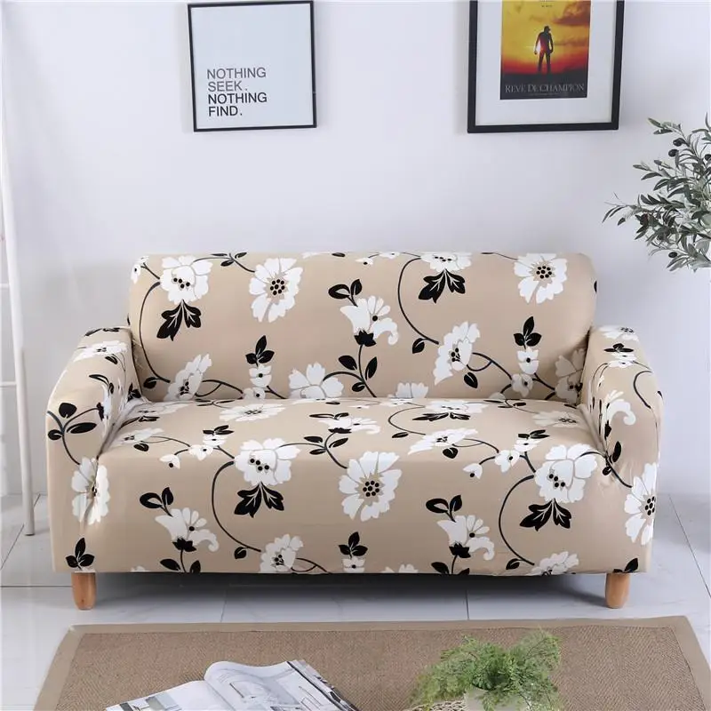 

46 Elastic Sofa Cover Printed Flowers Slipcover Tight Wrap All-inclusive Corner Sofa Cover Stretch Furniture Covers