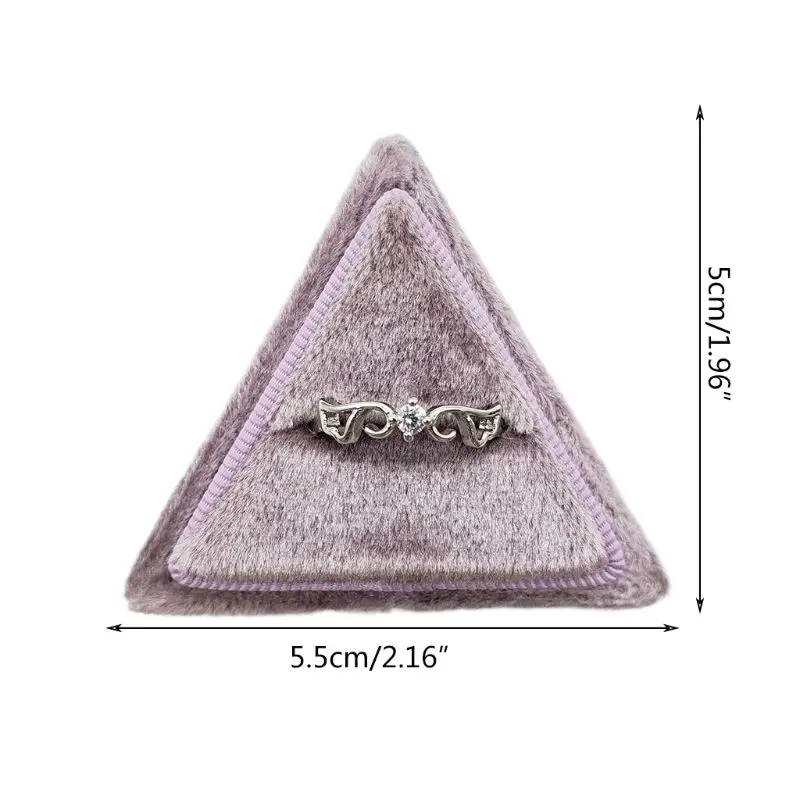 

Velvet Double Ring Box Trangle Wedding Ceremony Ring Box with Detachable Lid