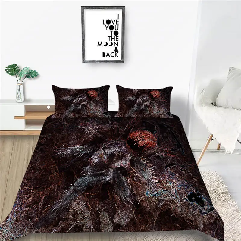 

2021 2/3Pcs 100% Polyester Bed Sets Red Spider Design Print Quilt Cover Sets EU/US/AU Size