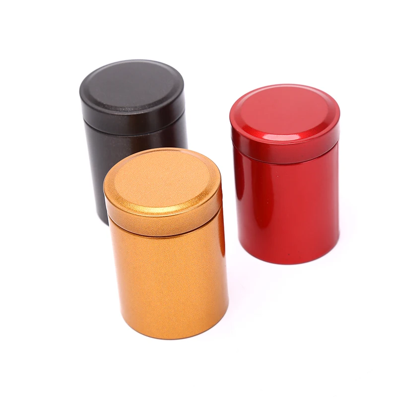 1PC 60ML Mini Portable Travel Tea Airtight Small Proof Container Stash Jar Metal Aluminum Cans 65*45mm 3 Color Candy Storage Box
