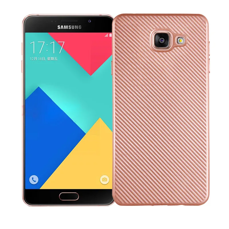 Мягкий силиконовый чехол из углеродного волокна для samsung Galaxy A3 A5 A7 J1 J3 J5 J7 Grand Prime S8 S9 Plus - Цвет: Rose Gold