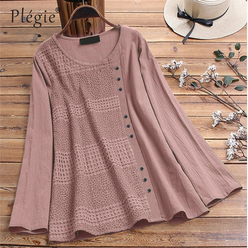 Женское платье с длинным рукавом Plegie винтажное длинное принтом весна 2020|Рубашки|