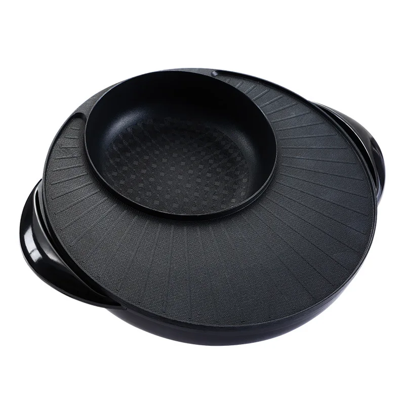 2in1 электрическая сковорода-гриль для тушеного мяса с масляный поддон