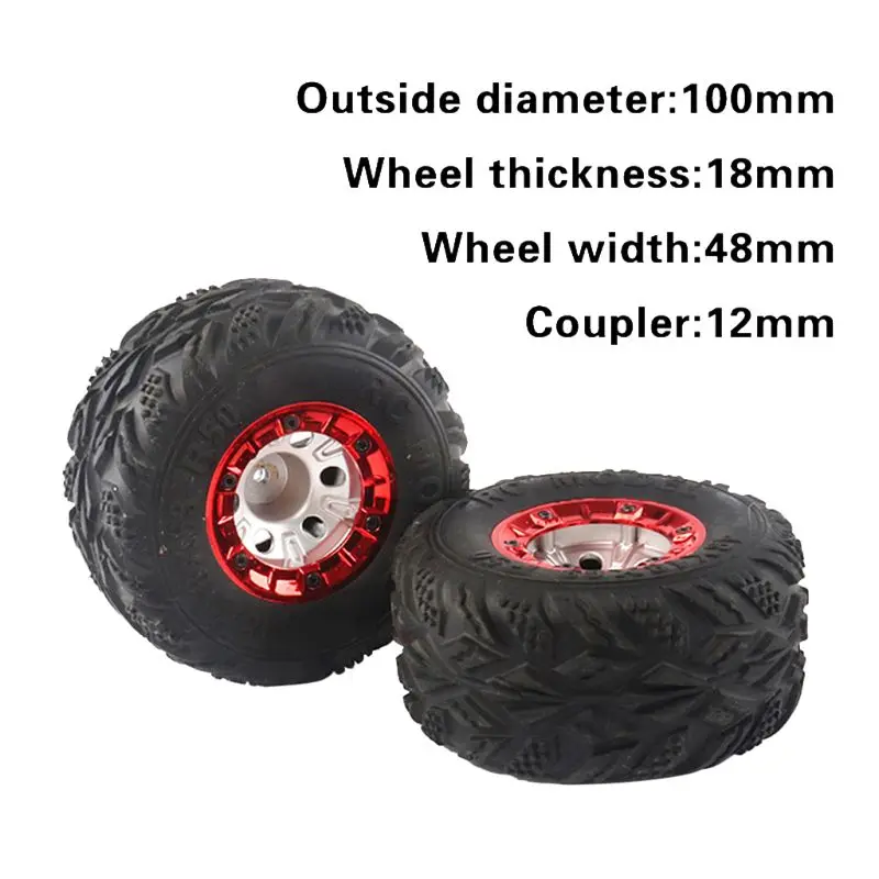 

2 pcs 100mm Speed Car Tire Wheel Wheels Auto Upgrade Parts for 1/12 RC car Wltoys 12428 FY-03