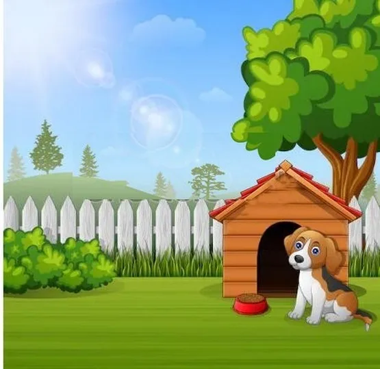 Собака дом милый питомник сад забор дерево фоны с травой Высокое качество