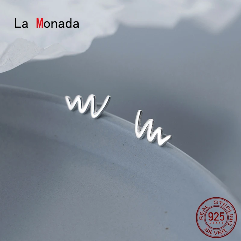

La Monada 925 Sterling Silver Earrings Stud Women Minimalist Glossy Wave Line Stud Earrings For Women Silver 925 Fine In Jewelry