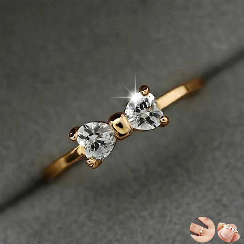 JKC модные Австрийские кольца с кристаллами золотого цвета кольцо на палец бантом