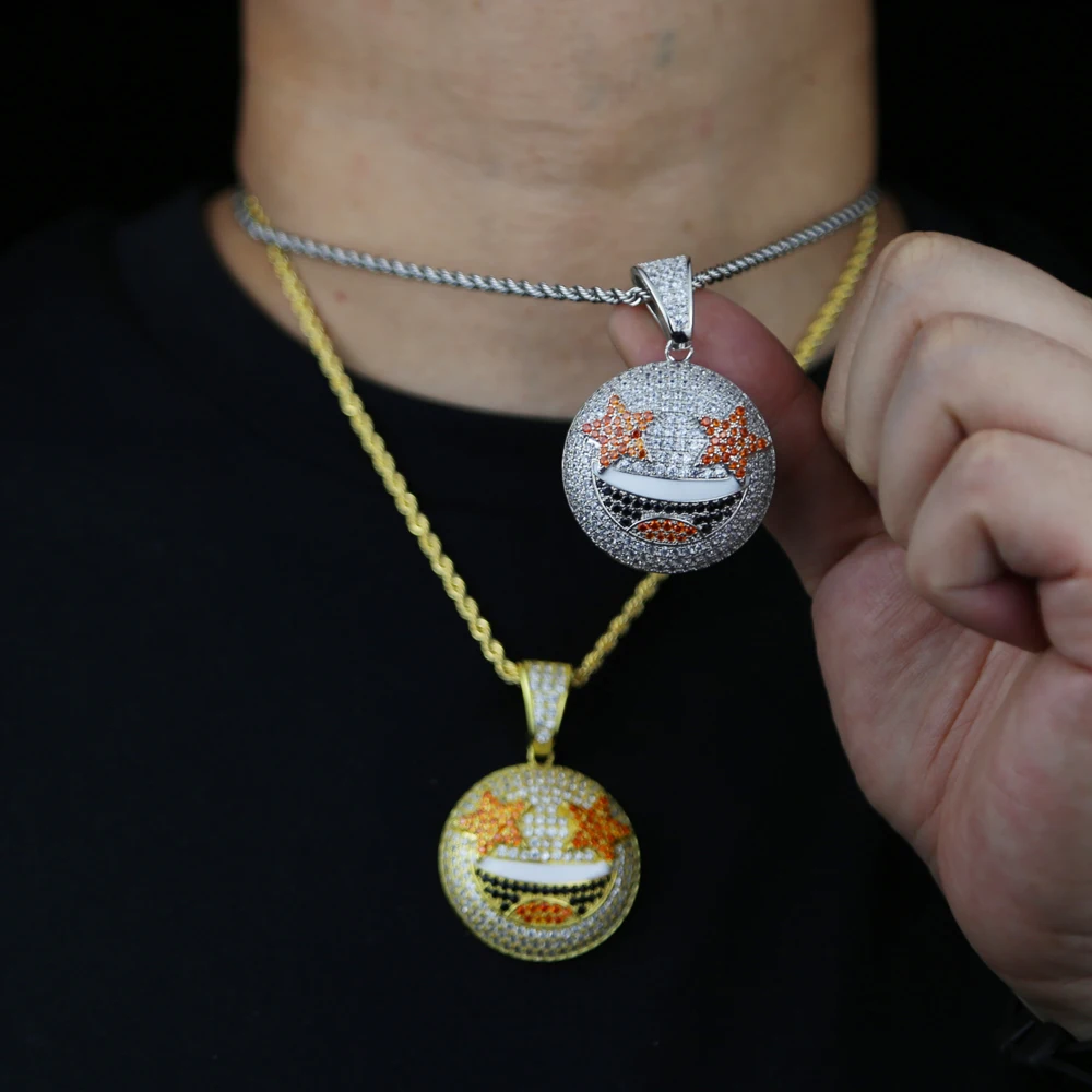 Льдом Для женщин Длинная веревочная цепочка с круглом ковером улыбающееся лицо